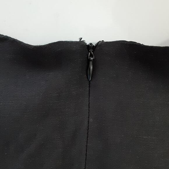 Vintage 80s Black Sheath Dress Linen Blend Maxi Dress Womens 12P Choir Orchestra - Picture 6 of 11